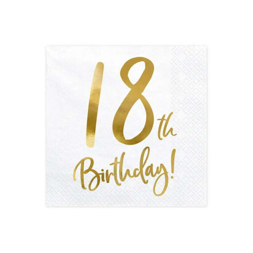 Picture of 18TH BIRTHDAY WHITE PAPER NAPKINS 33 X 33CM - 20 PACK